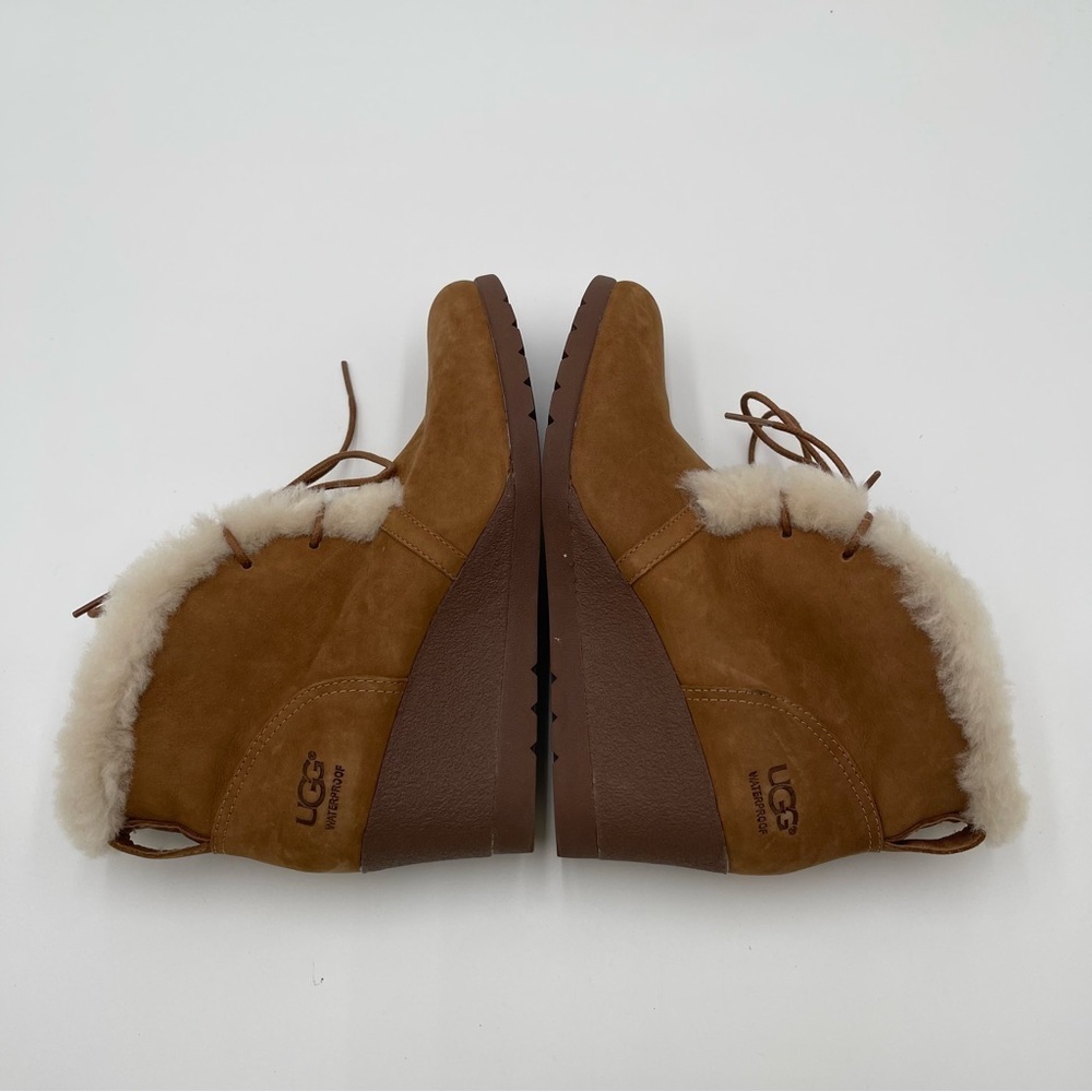 UGG Australia Jeovana Boots Chestnut Suede Waterproof  Wedge Lace Up size 9 - Picture 9 of 16